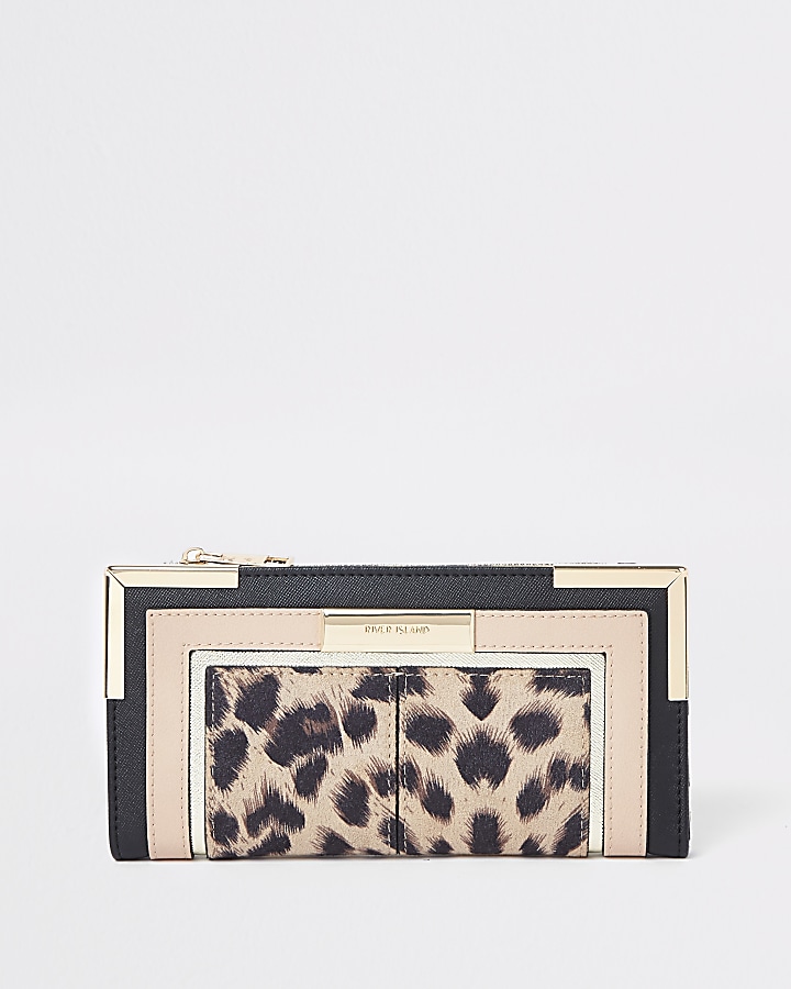 Beige leopard print cutabout foldout purse
