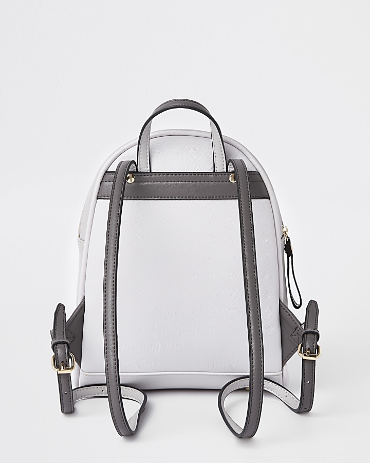 Grey double zip front backpack