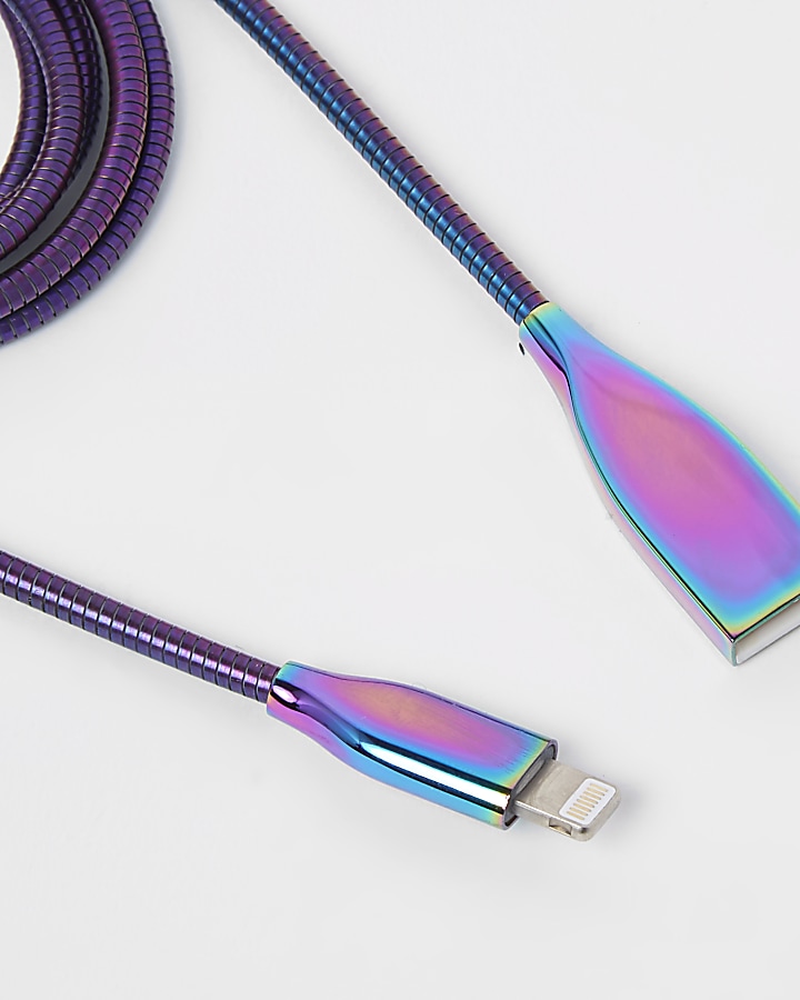 Rainbow metal iPhone charge cable