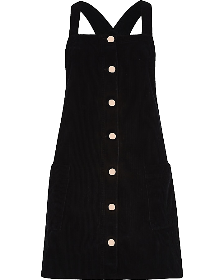 Black cord dungaree dress