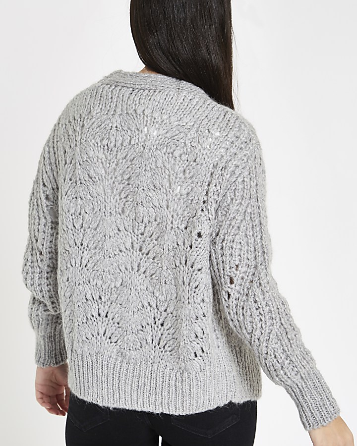 Light grey knitted cardigan