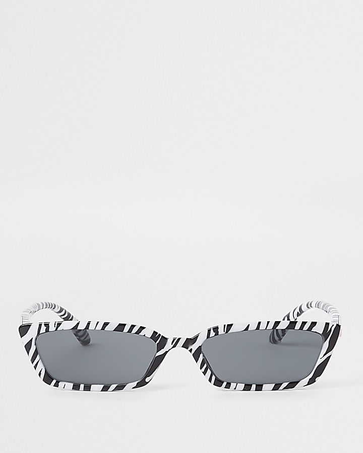 Black zebra print slim frame sunglasses