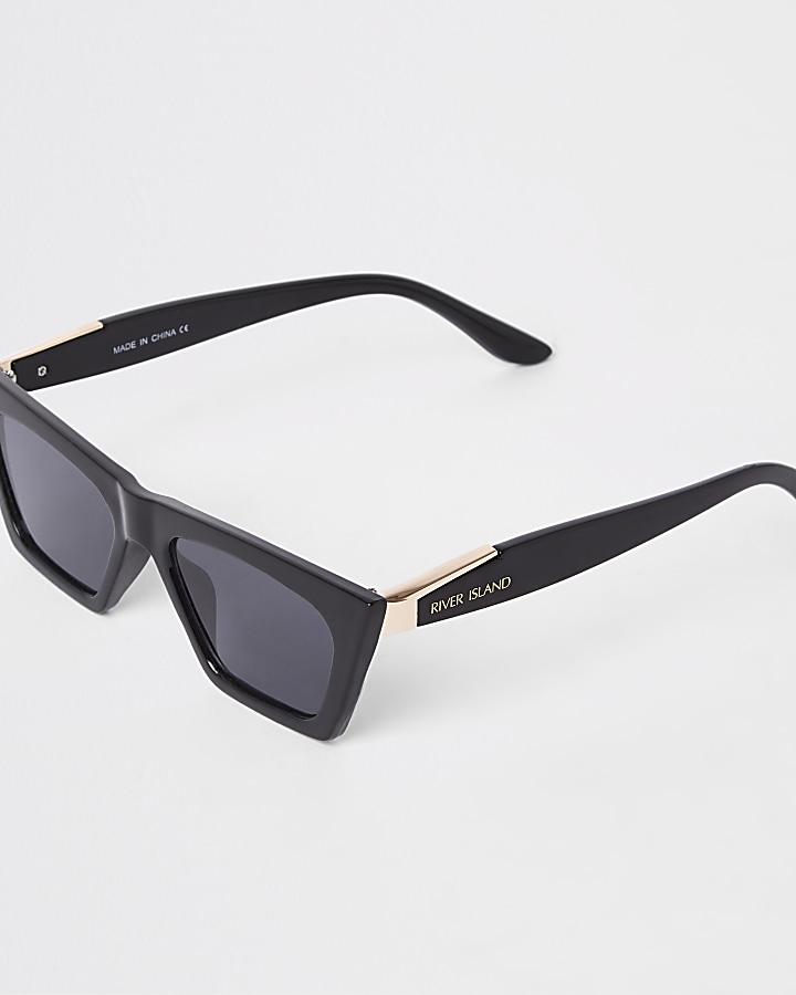 Black smoke lens visor sunglasses