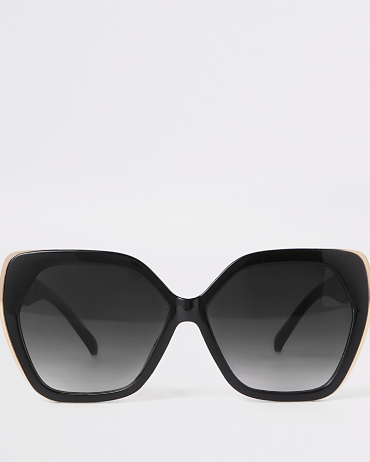 Black hexagon glam sunglasses