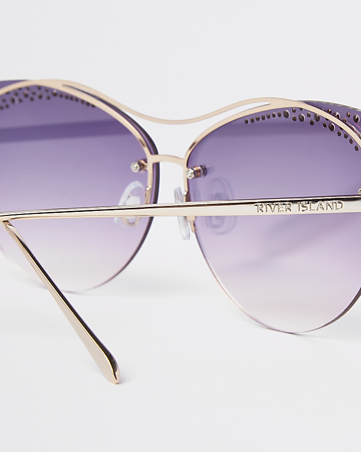 Gold tone diamante glam sunglasses