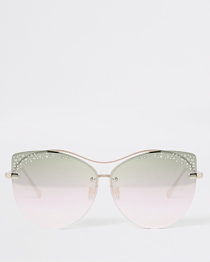 Gold tone diamante glam sunglasses