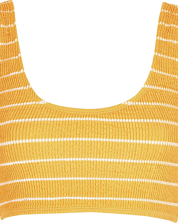 Orange stripe textured bikini vest top