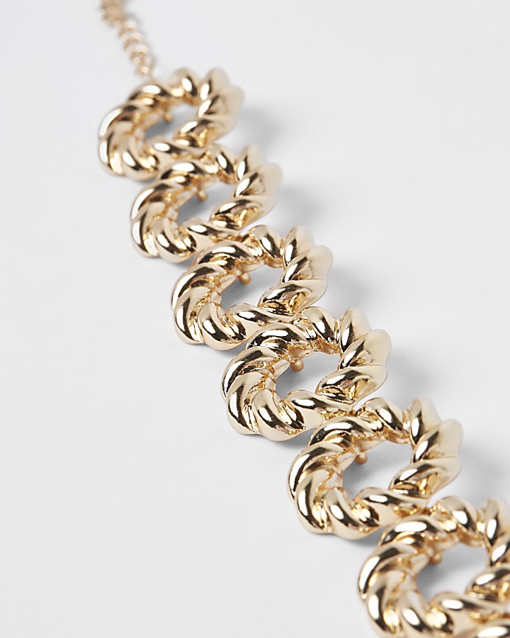 Gold colour twisted ring bracelet