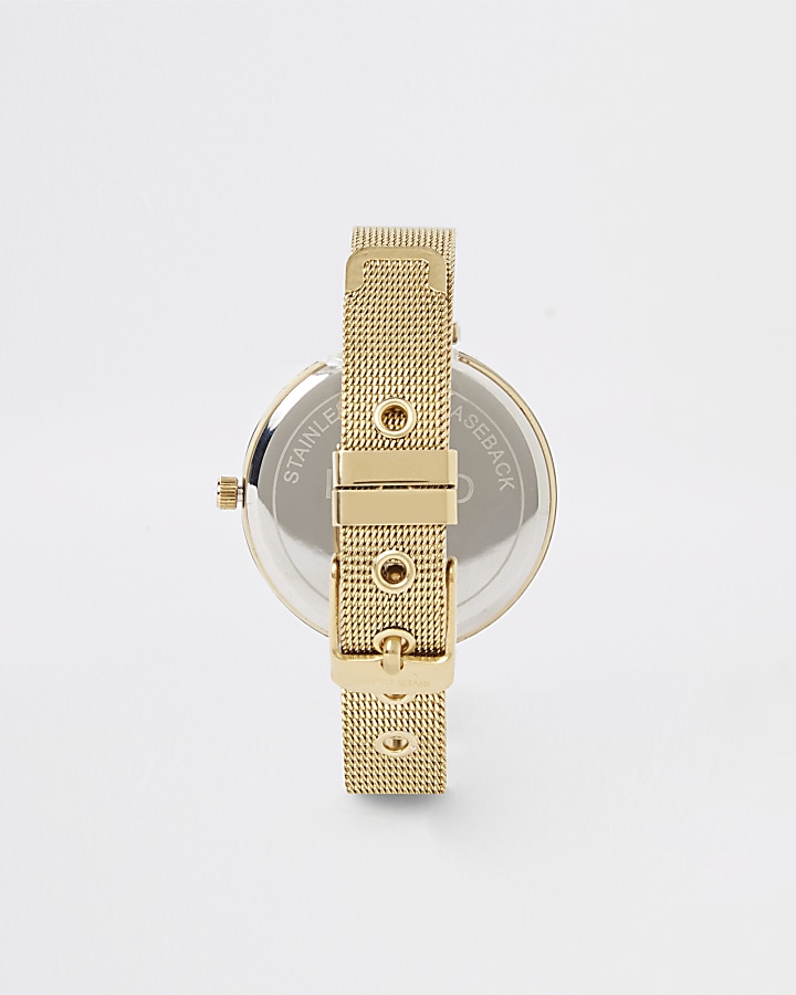 Gold colour mesh strap watch