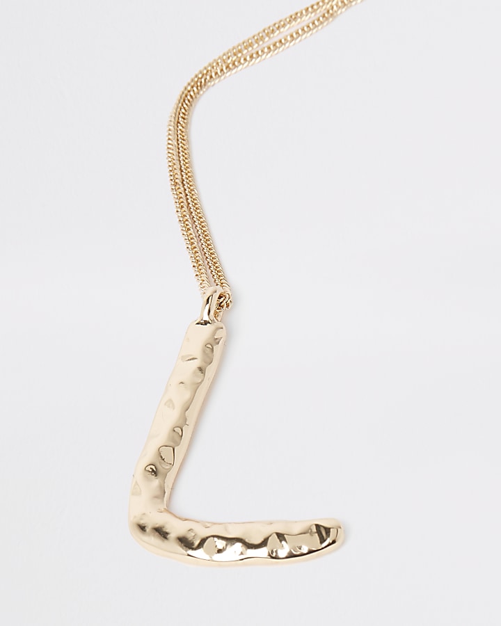 Gold colour large initial ‘L’ necklace