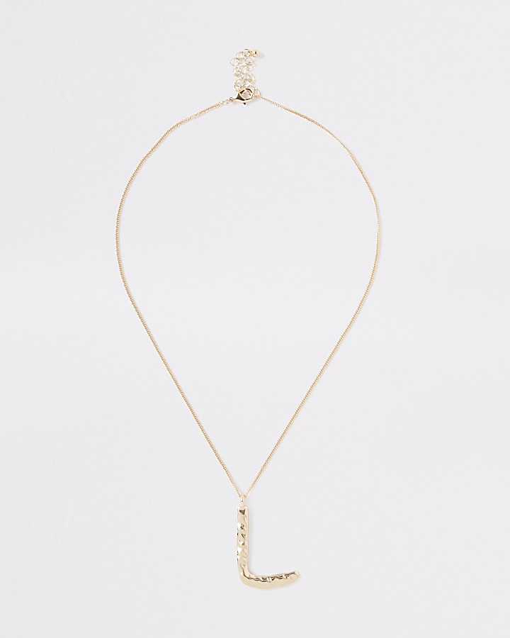Gold colour large initial ‘L’ necklace