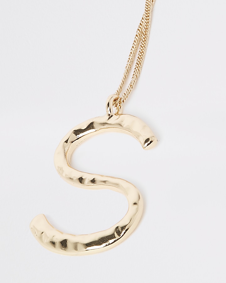 Gold colour large initial ‘S’ necklace