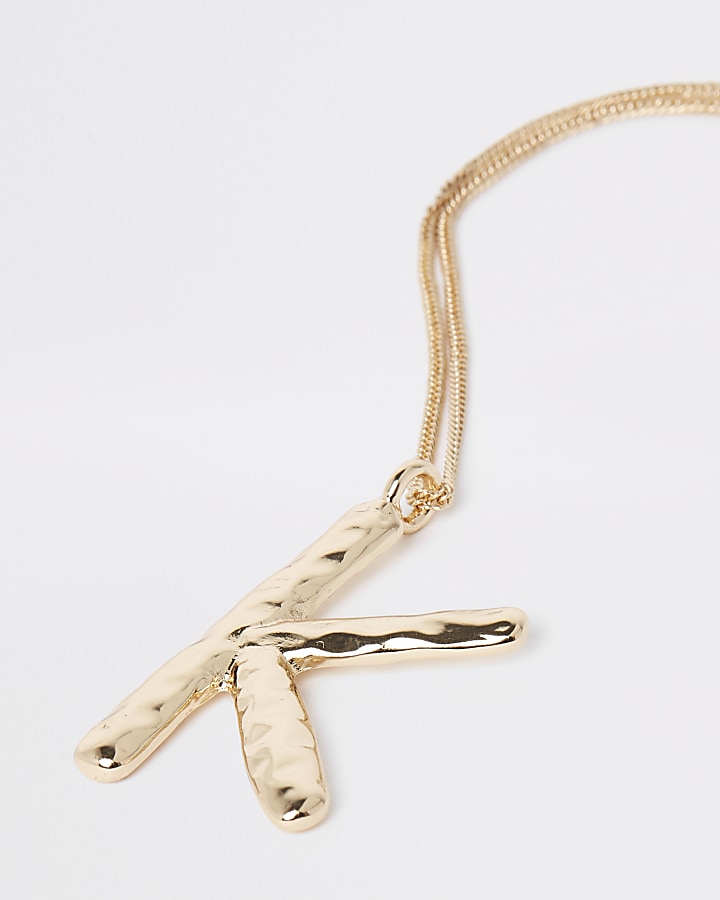 Gold colour large initial ‘K’ necklace