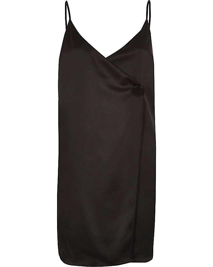 Black button cami swing dress
