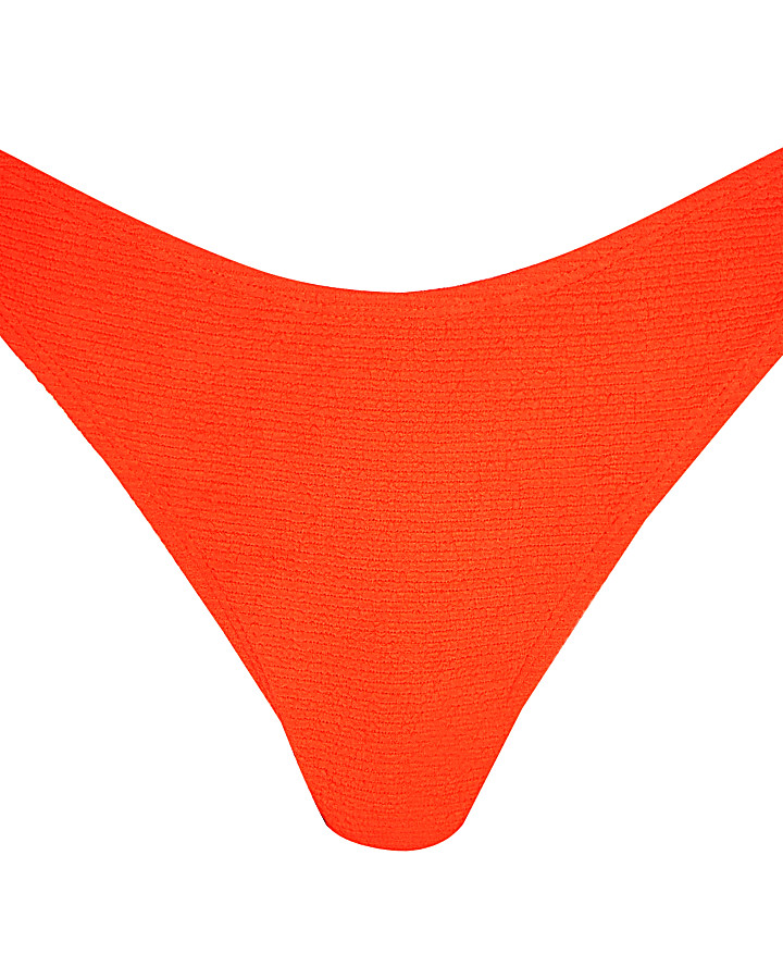 Orange textured high leg bikini bottoms