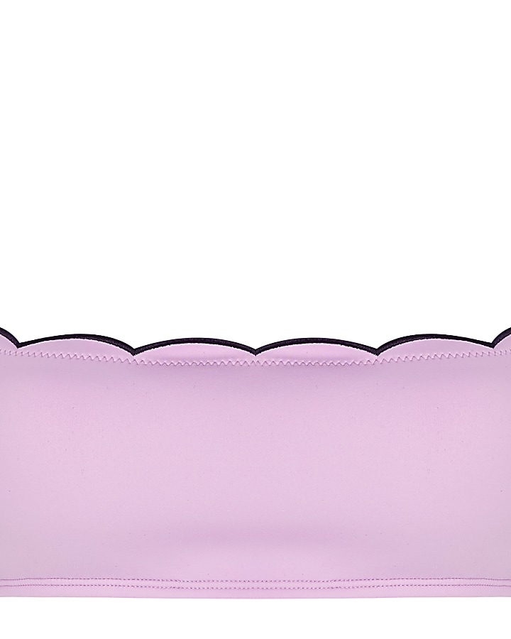Light purple scallop square neck bikini top