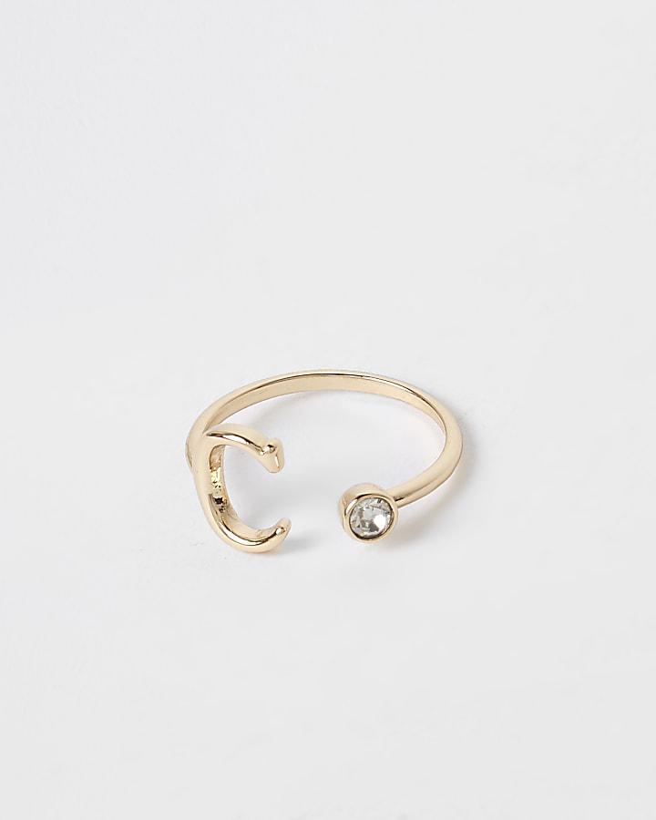 Gold colour ‘C’ initial ring