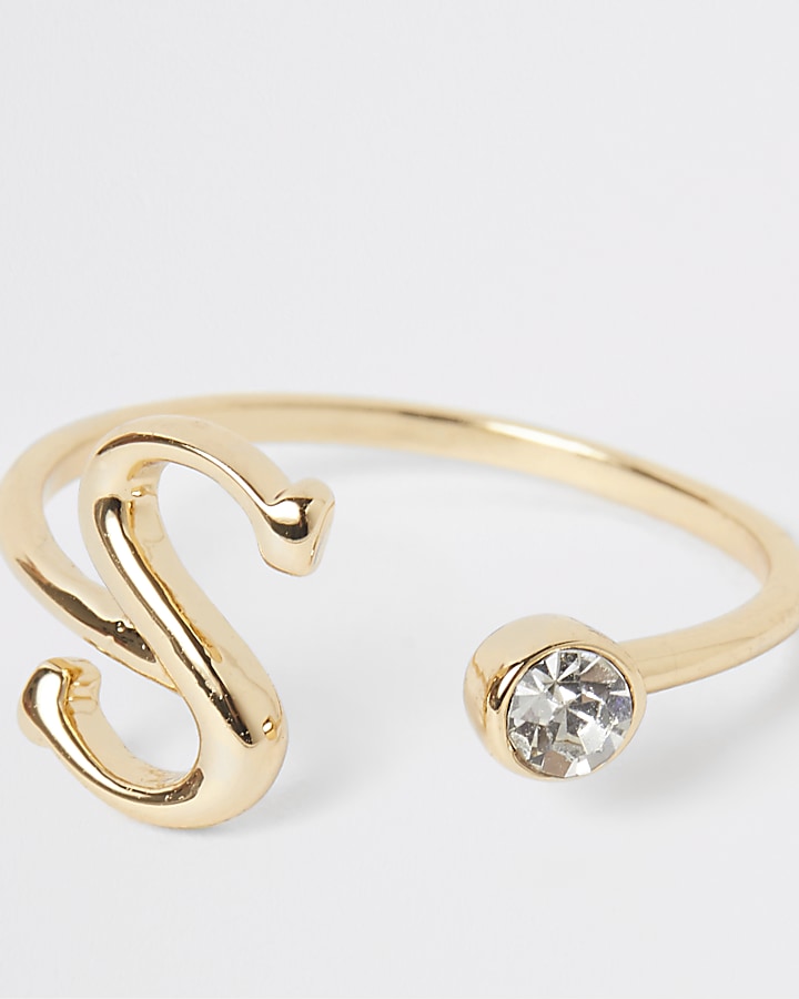 Gold plated ‘S’ initial ring