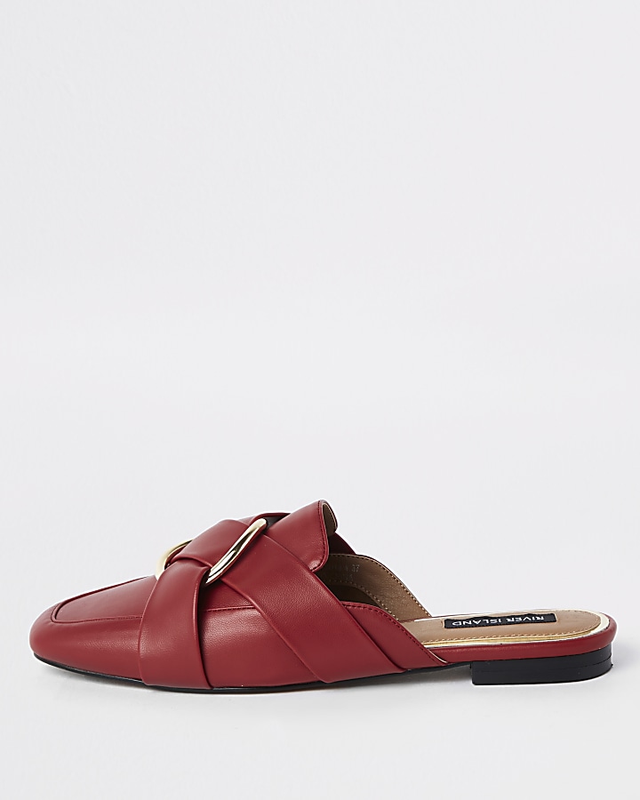 Red ring wide fit backless loafer