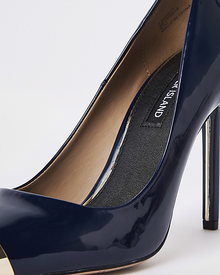 Navy pointed toe court shoes