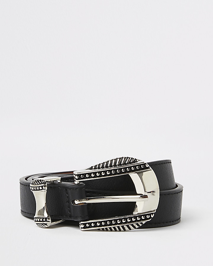 Black western style buckle belt