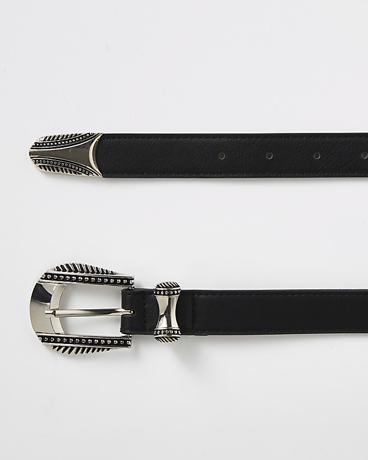 Black western style buckle belt