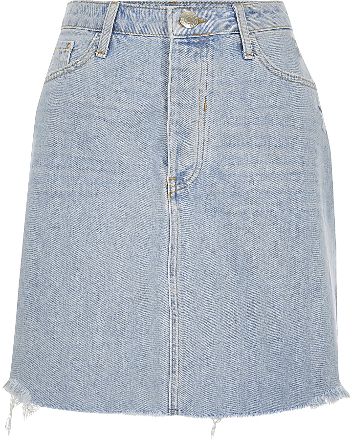 Light blue denim mini skirt