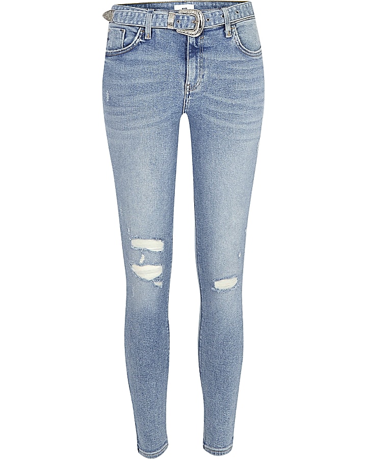 Blue Amelie super skinny belted jeans
