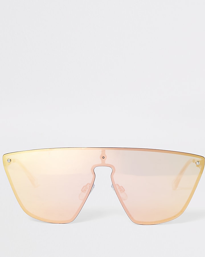 Gold tone visor sunglasses