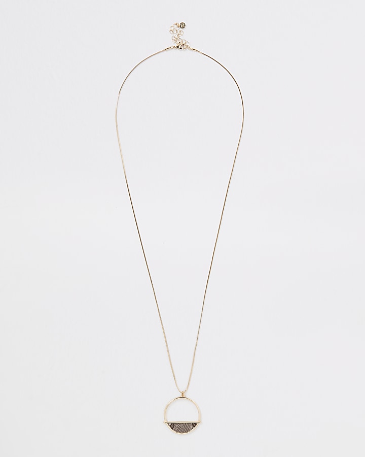 Gold colour snake chain long pendant necklace