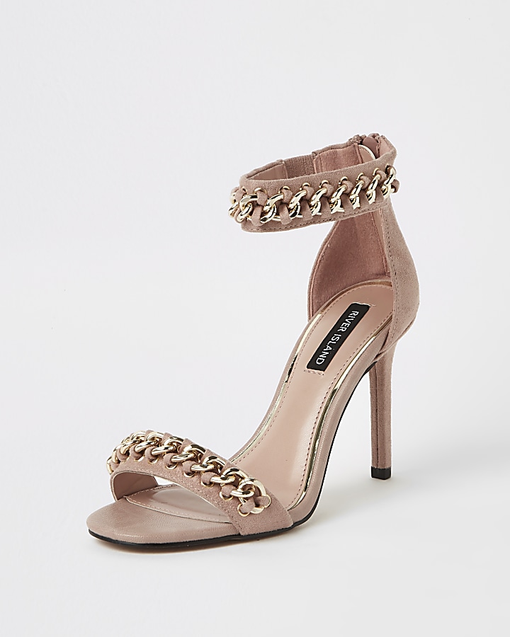 Light pink chain barely there sandals