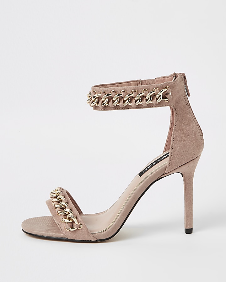 Light pink chain barely there sandals