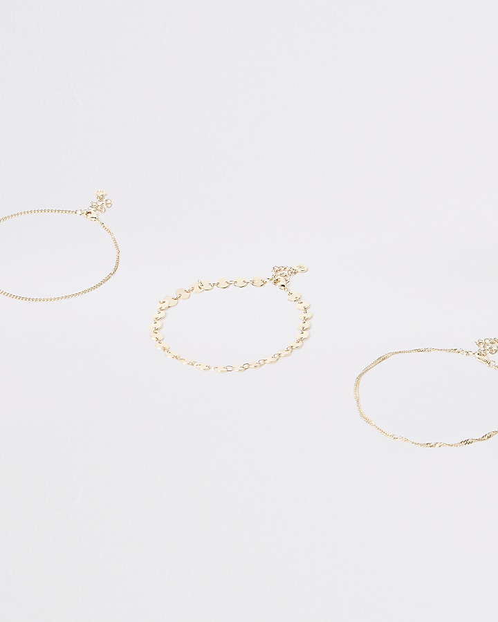 Gold colour coin layered anklet pack