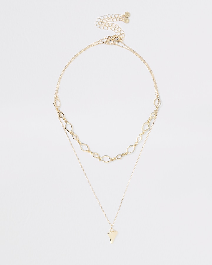 Gold colour layered necklace multipack