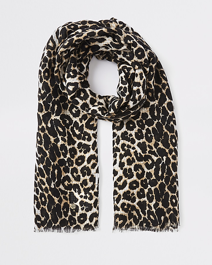 Brown leopard print scarf
