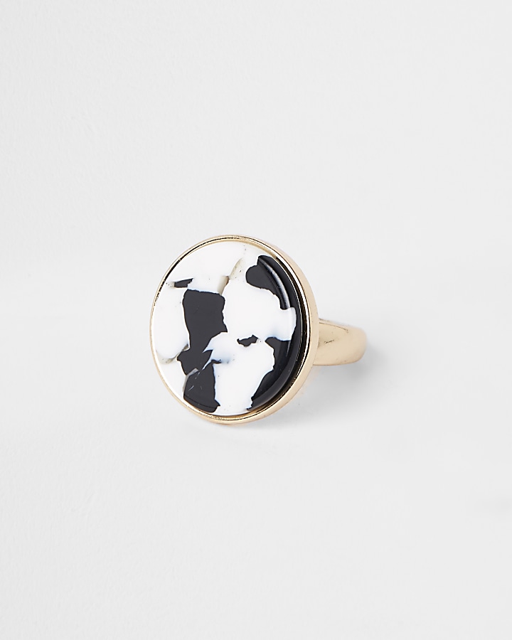 Gold tone cow print ring