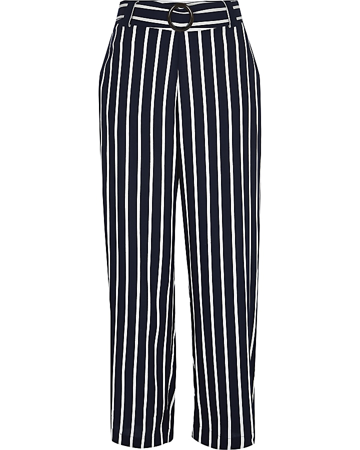 Navy stripe wide leg trousers