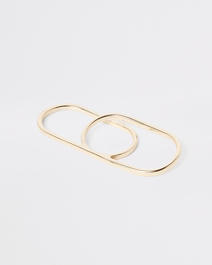 Gold colour double finger ring