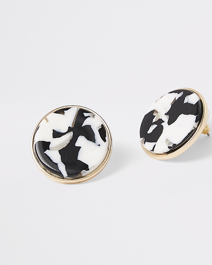 Gold and silver colour circle stud earrings