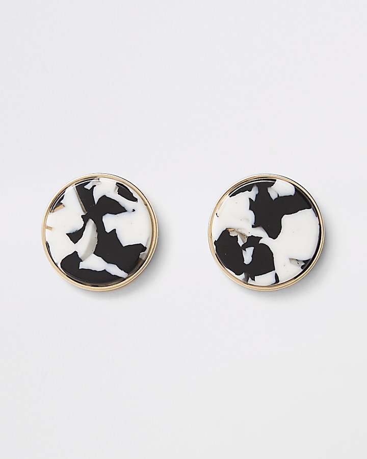 Gold and silver colour circle stud earrings