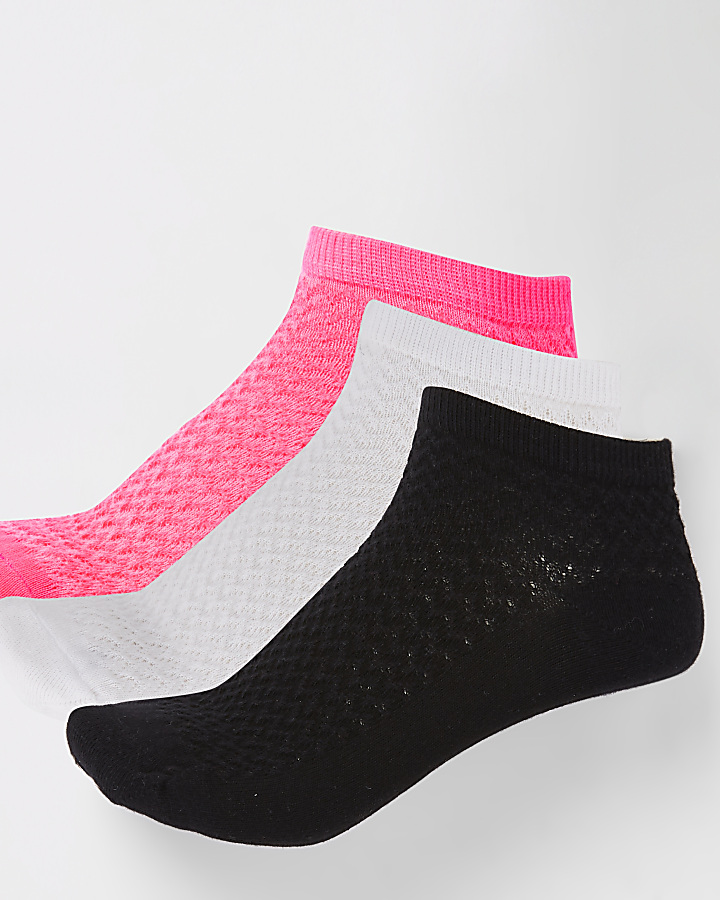 Bright pink trainer socks 3 pack