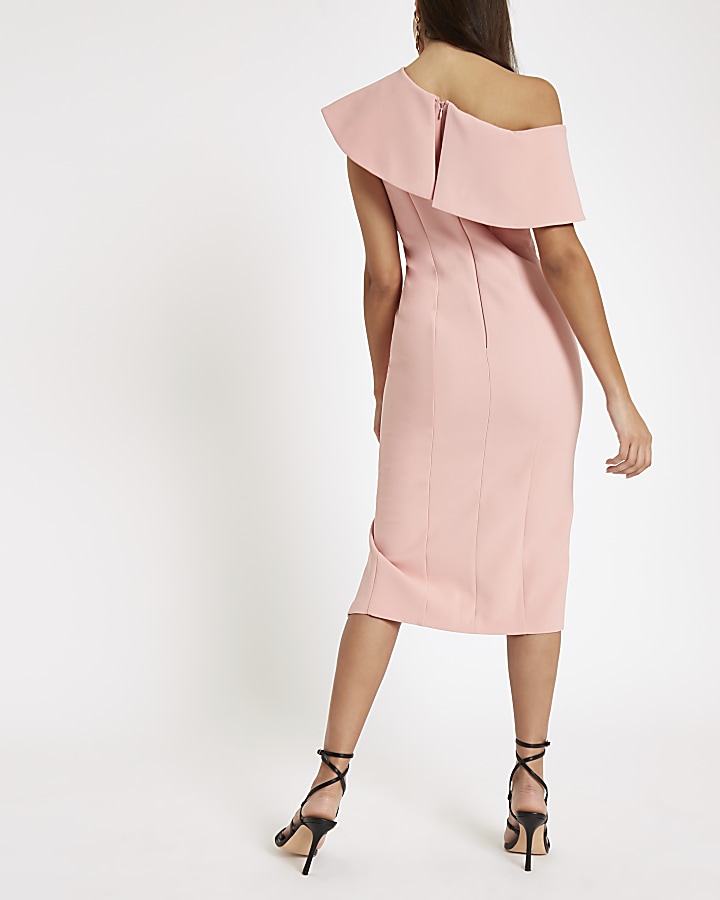 Pink cape sleeve midi dress