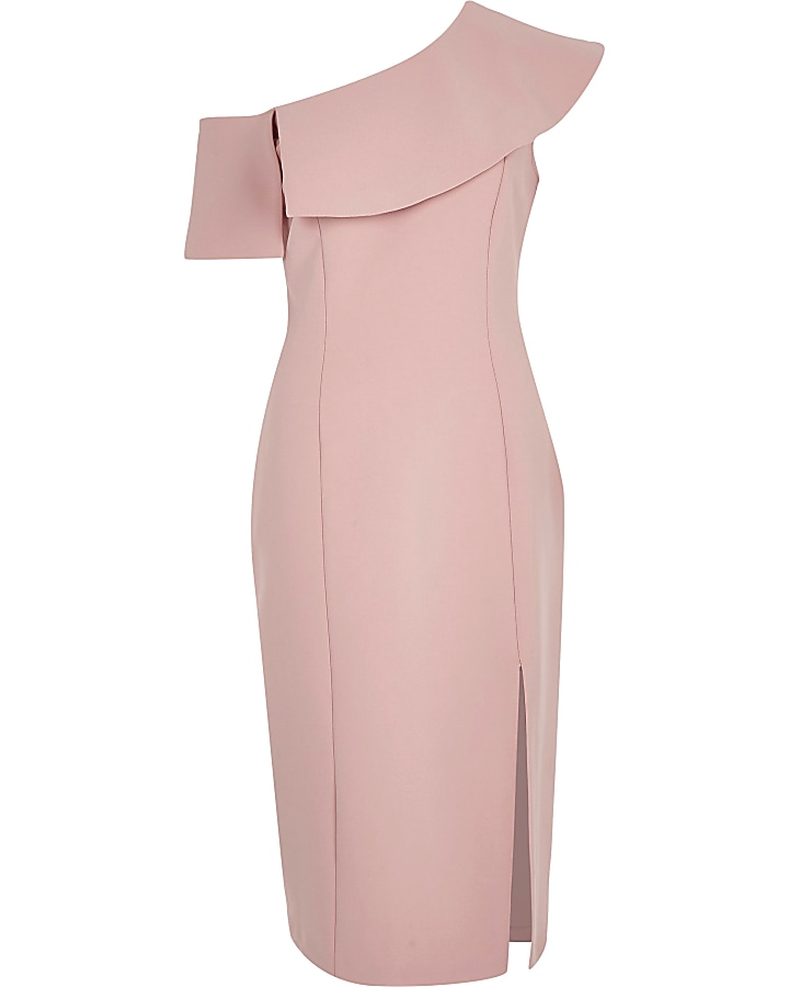 Pink cape sleeve midi dress