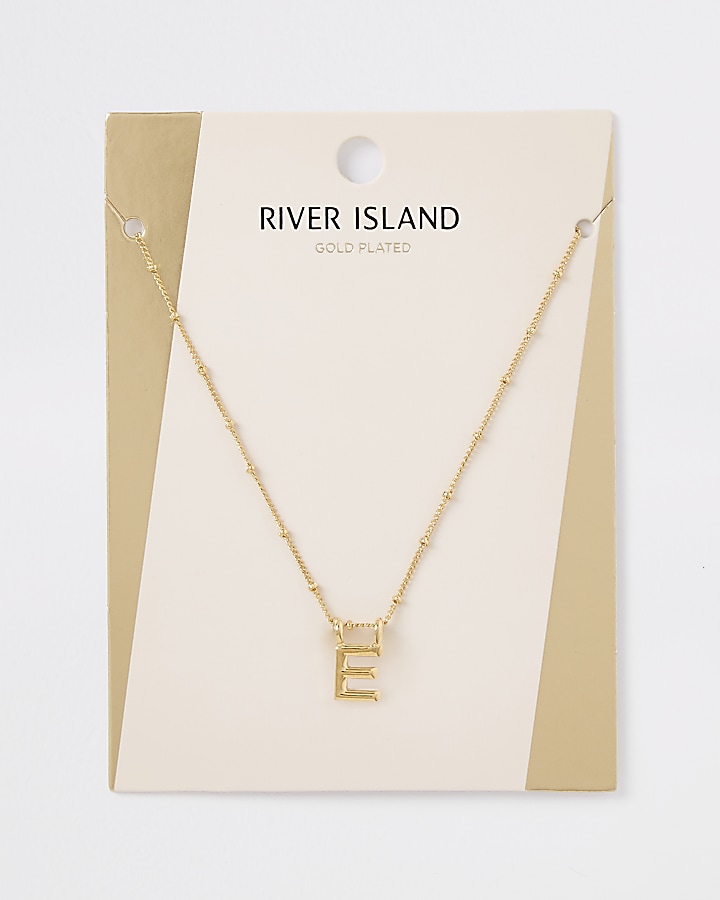 Gold plated ‘E’ initial necklace