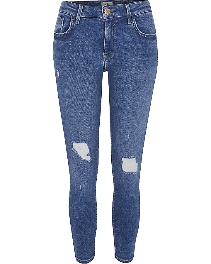 Petite bright blue Amelie super skinny jeans