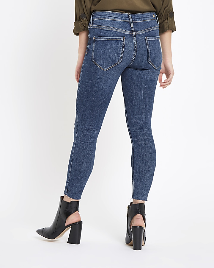 Petite blue Molly ripped jeggings