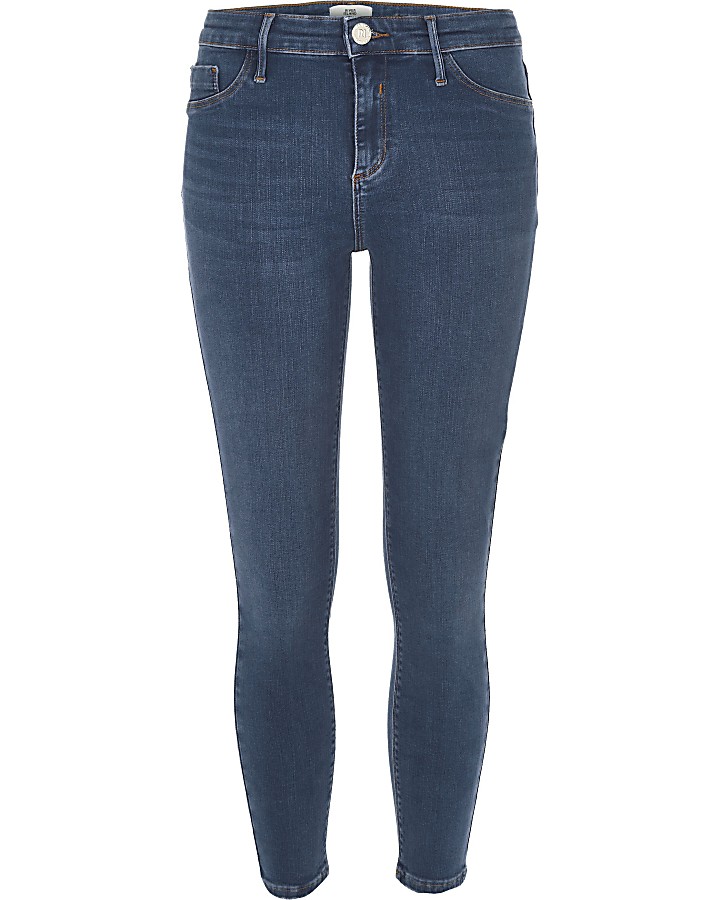 Petite bright blue Molly mid rise jeggings
