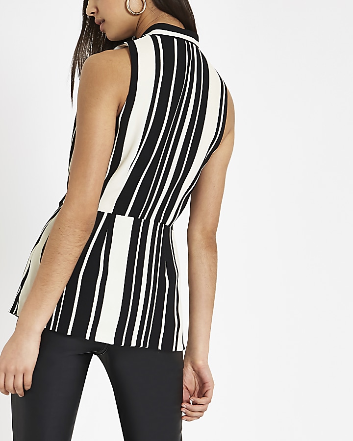 Black stripe wrap over sleeveless top
