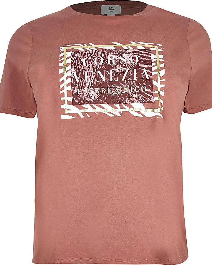 Plus red ‘Corso venezia’ print T-shirt