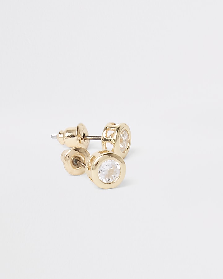 Gold plated cubic zirconia stud earrings
